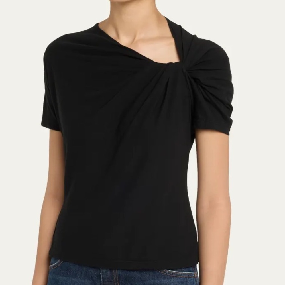 A.L.C. Black Short-Sleeve Twist Neck Tee